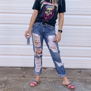 Show Me Your MuMu Ripped Blue Boyfriend Jeans